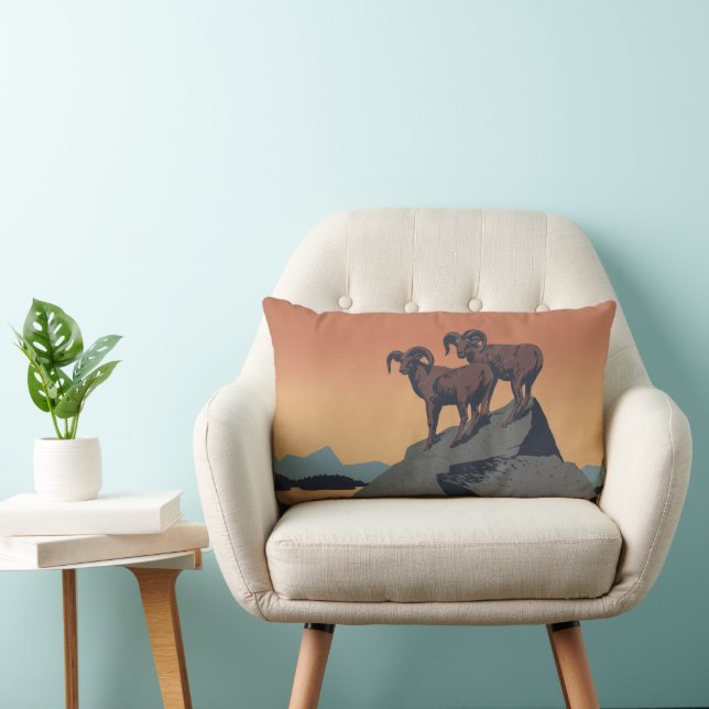 Bighorn Sheep American West Wildlife Lumbar Pillow (Chair)