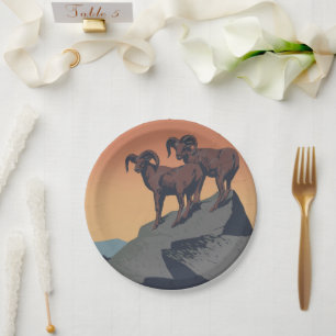 Bighorn Sheep American West Wildlife Paper Plate