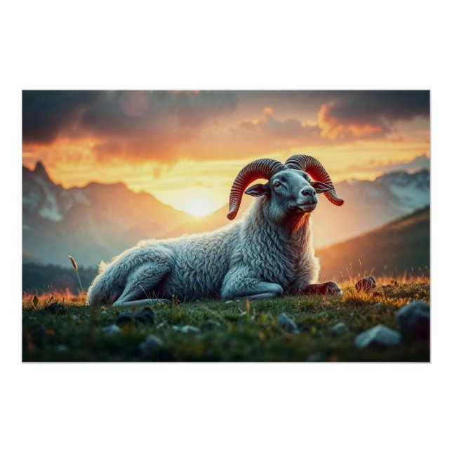 Bighorn Sheep at Sunrise Poster (Front)