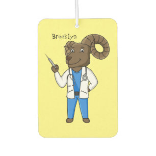 Bighorn sheep doctor cartoon illustration air freshener