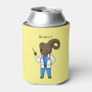 Bighorn sheep doctor cartoon illustration can cooler