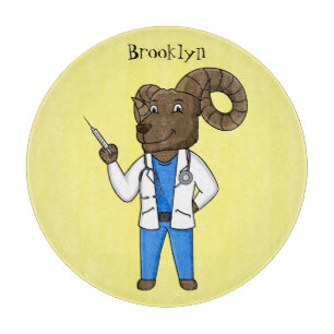 Bighorn sheep doctor cartoon illustration cutting board