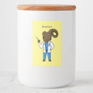 Bighorn sheep doctor cartoon illustration food label