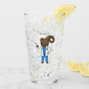 Bighorn sheep doctor cartoon illustration glass