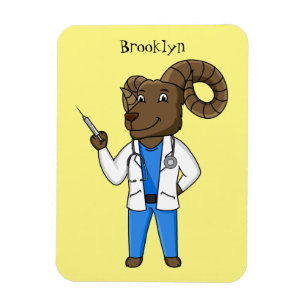 Bighorn sheep doctor cartoon illustration magnet
