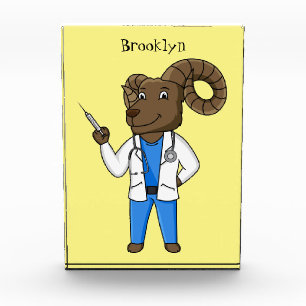 Bighorn sheep doctor cartoon illustration photo block
