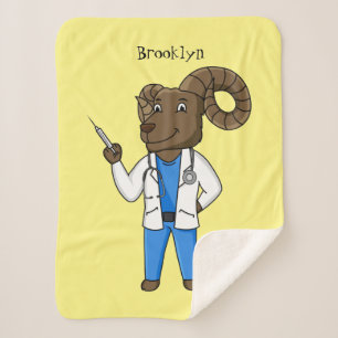 Bighorn sheep doctor cartoon illustration sherpa blanket