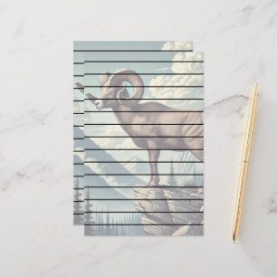 Bighorn Sheep on a Rocky Outcrop Stationery