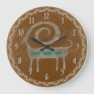 Bighorn Sheep Petroglyph Large Clock