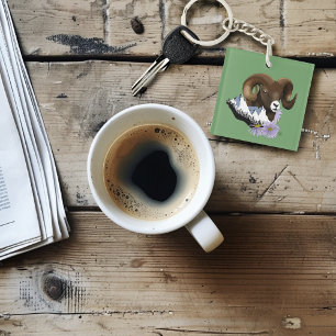 Bighorn Sheep Ram Green Mountains Keychain