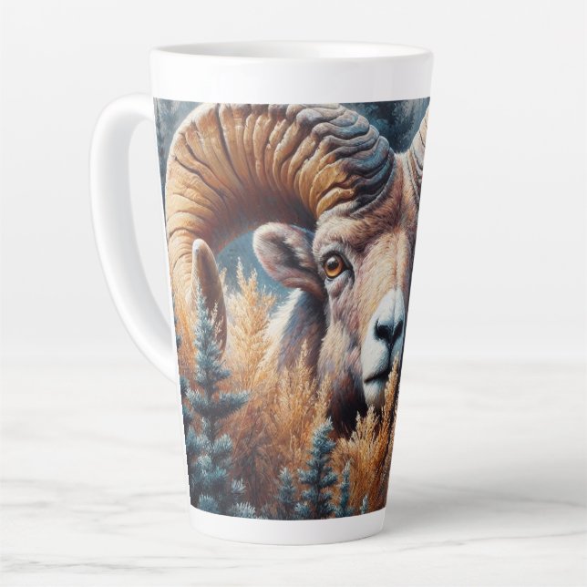 Bighorn Sheep Ram Latte Mug (Left Angle)