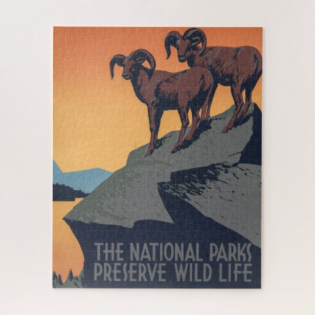 Bighorn Sheep Sunset Poster Jigsaw Puzzle (Vertical)