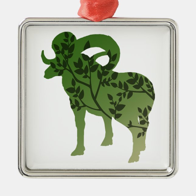 Bighorn Sheep Tree Metal Ornament (Front)