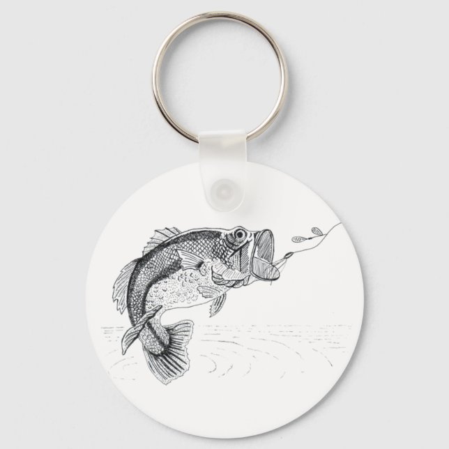 Bigmouth, Largemouth Bass -- Big Fish after Lure Keychain (Front)