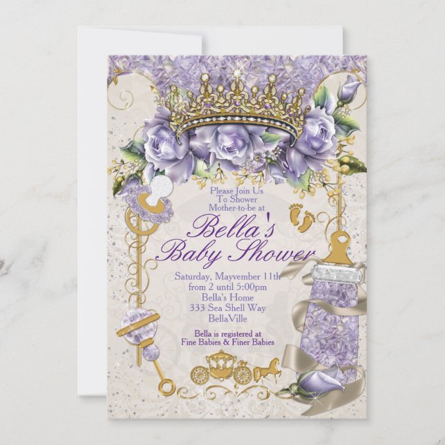 Bijou à bille Floral Baby Douche Invitations (Devant)