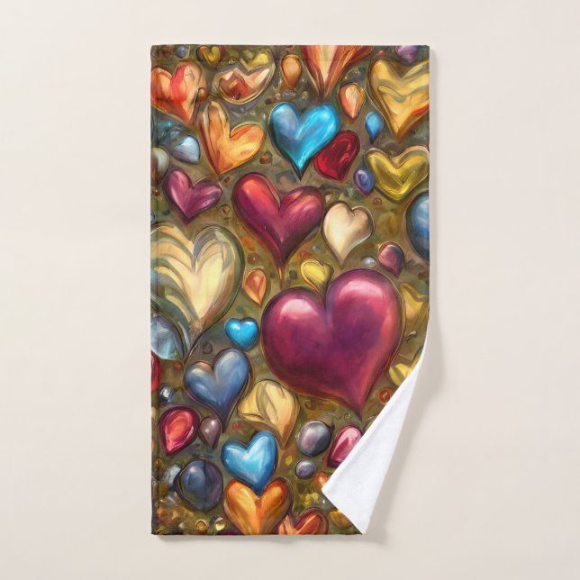 Bijou coloré blanc Coeur tonique Imprimer (Serviette à main)