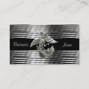 Bijou d'oiseau carte de visite en argent noir Phoe