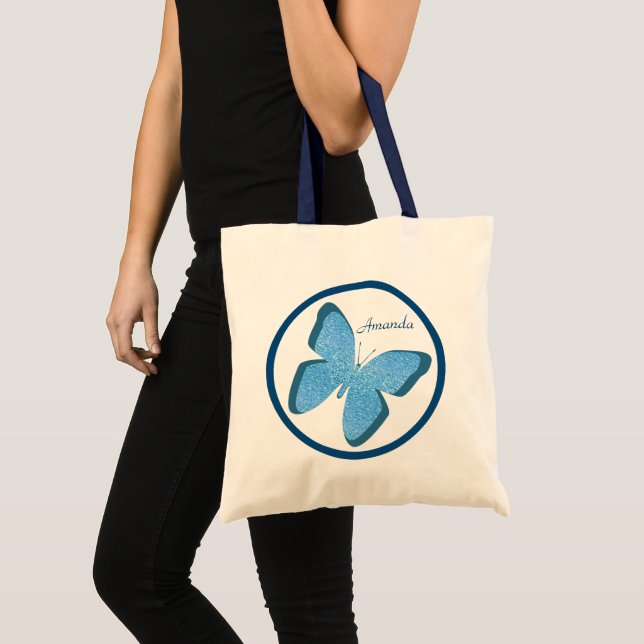 Bijou papillon bleu Sac fourre-tout personnalisé (Devant (produit))
