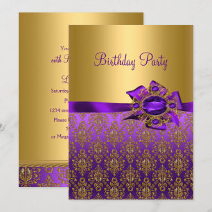Bijou pourpre Damask Anniversaire 🎉 Invitations