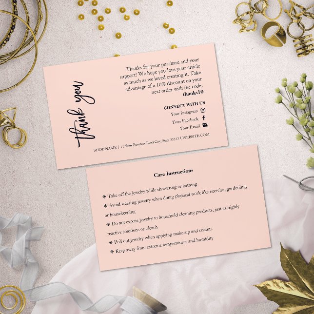Bijouterie Carte de remerciements de script rose c (Créateur téléchargé)