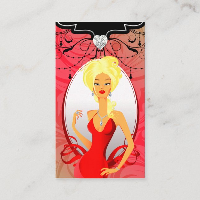 Bijoux Carte de visite Rouge Or Coeur Blonde (Devant)