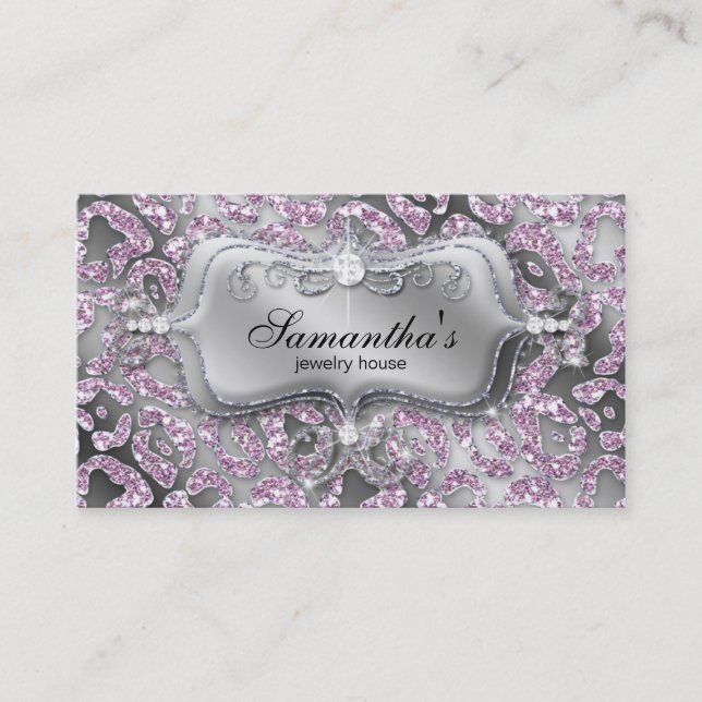 Bijoux Carte de visite Zebra Ice rose (Devant)