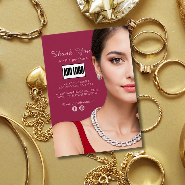 Bijoux de mode rose Carte de remerciements de logo (Créateur téléchargé)