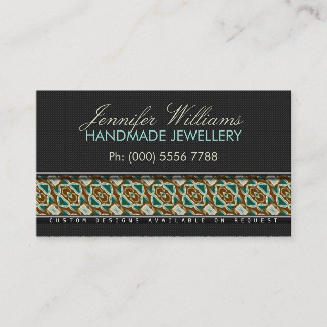 Bijoux Earthy Boho Batik : Cartes de visite noirs (Devant)