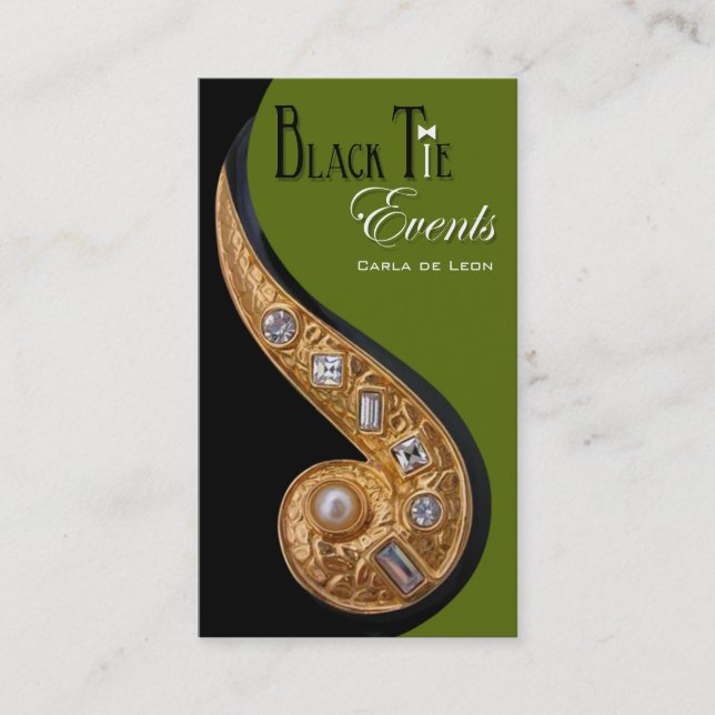 "Bijoux" - Elegant Black Tie Events Coordinator Business Card (Front)