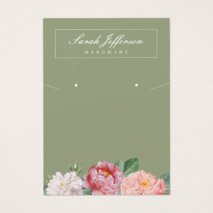 Bijoux fleurie Afficher Élégante Carte verte Sage
