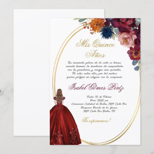 Bijoux floraux Quinceanera invitation en espagnol