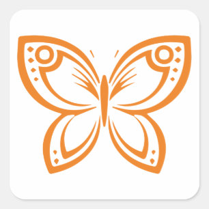 Bijoux Papillons Outline - Autocollant Carré orang