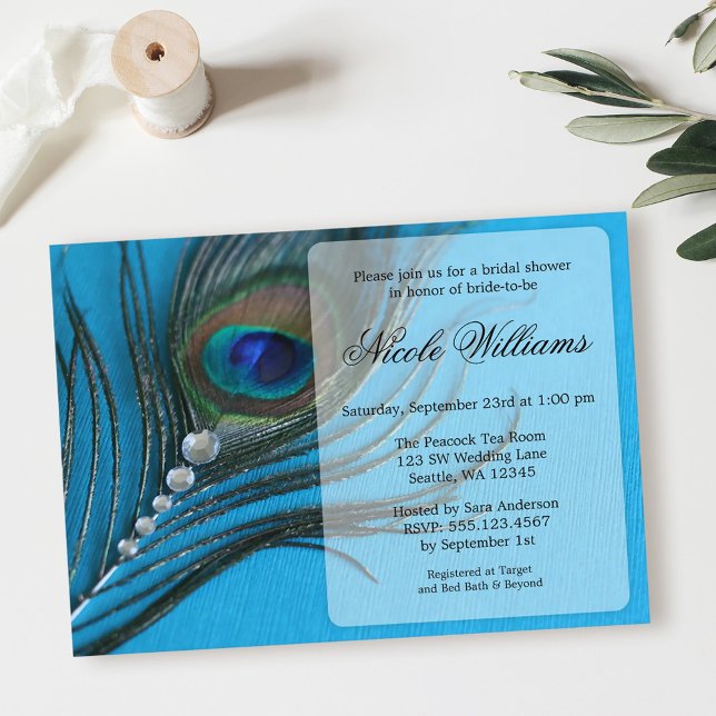 Bijoux Peacock Plume Bridal Douche Invitations (Créateur téléchargé)