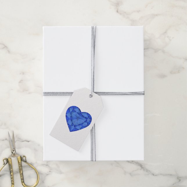 Bijoux saphir bleu coeur aquarelle étiquettes d'ar (Avec de la ficelle)