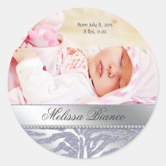 Bijoux Zebra Baby Girl Sticker Argent (Devant)
