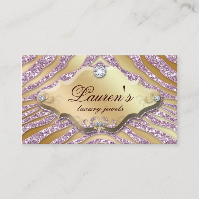 Bijoux Zebra Carte de visite Sparkle Pink Gold (Devant)