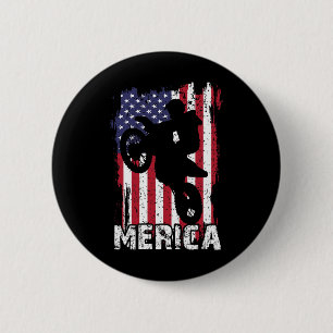 Bike American Flag Merica Motocross 4th Of July Bo 2 Inch Round Button