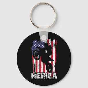 Bike American Flag Merica Motocross 4th Of July Bo Keychain