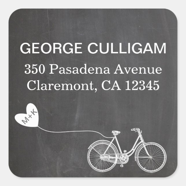 Bike and heart Address Label - wedding postage (Front)