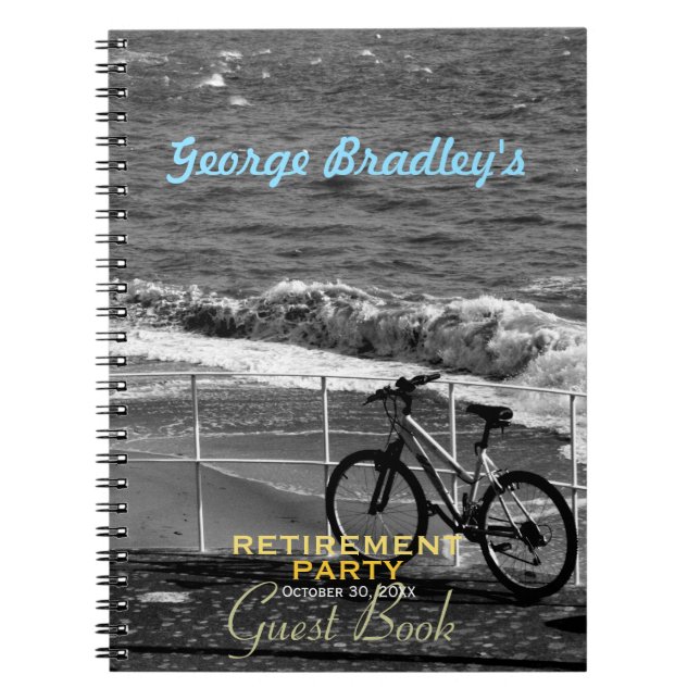 Bike and Sea Retirement Party Custom Guest Book (Front)