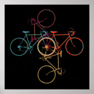 Bike-art / colorful_bikes on black poster