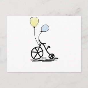 bike balloon party custom personalize Anniversary Invitation Postcard