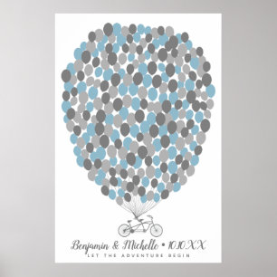 Bike & Balloons Guest Book Poster - 250 Spaces