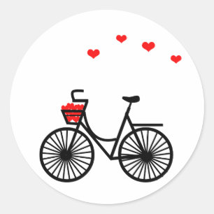Bike Basket  Full of Hearts Round Stickers