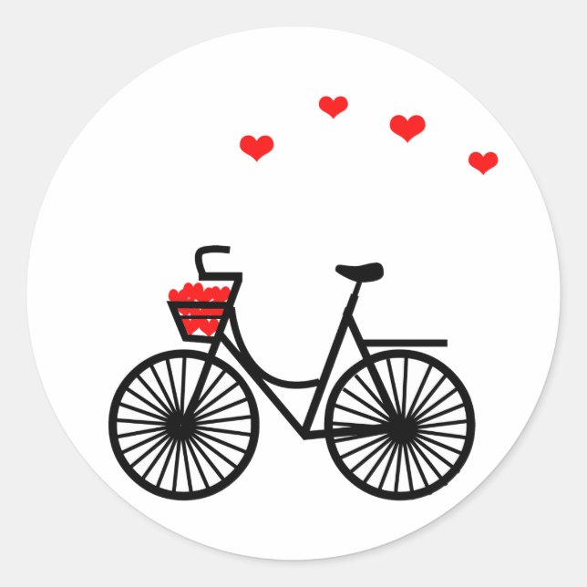 Bike Basket  Full of Hearts Round Stickers (Front)