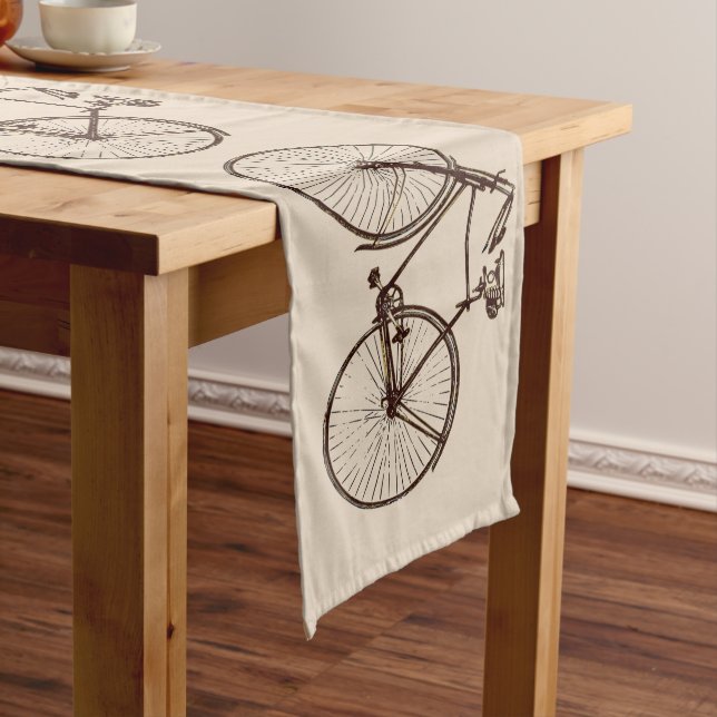 bike bicycle bike table runner oatmeal brown cream (In Situ)