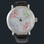 bike , bicycle ; biking / cycling watch<br><div class="desc">Elegant bicycle design. Four bikes in circle. Hey biker! never be late for the bike ride - you can edit it ("customize it" button) and change the background colour</div>