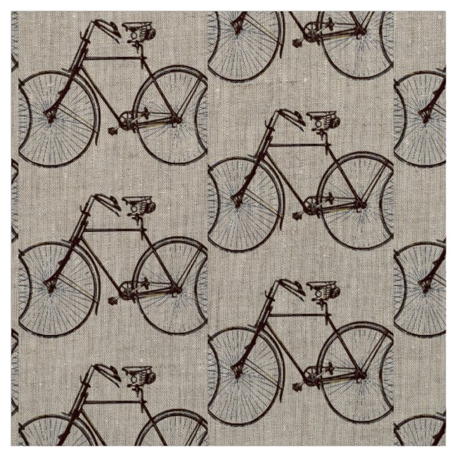 Bike bicycle  pretty spring fabric brown (Swatch)