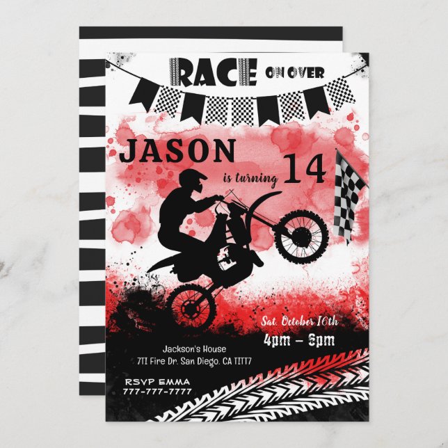 Bike Birthday Invitations  (Front/Back)