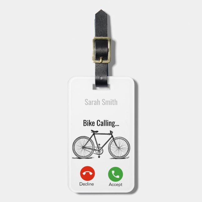 Bike Calling..Personnalised Luggage Tag (Front Vertical)